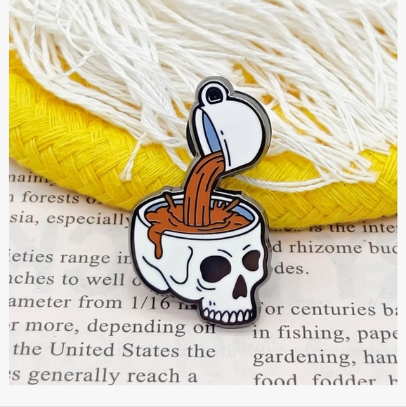 Drink More Coffee For Your Brain - Fun Series - Enamel Lapel Pin - Plated Badge - Picture 3 of 6